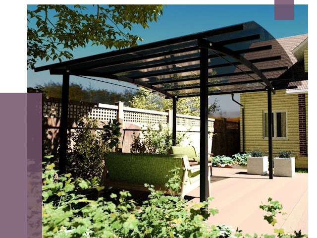 Навесы для террасы в Верхней Пышме от 13082 руб. под ключ | ПРОЛЁТ-Врх