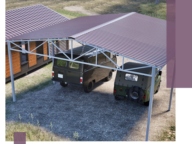 Двускатные навесы под ключ в Верхней Пышме — изготовление и монтаж